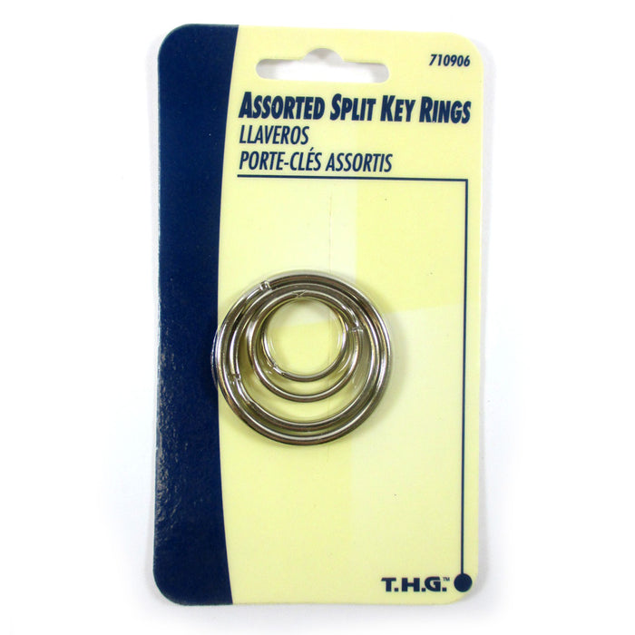 72 Pc Key Rings Assorted Keyring Sizes Split Nickel Plated Tempered St ...