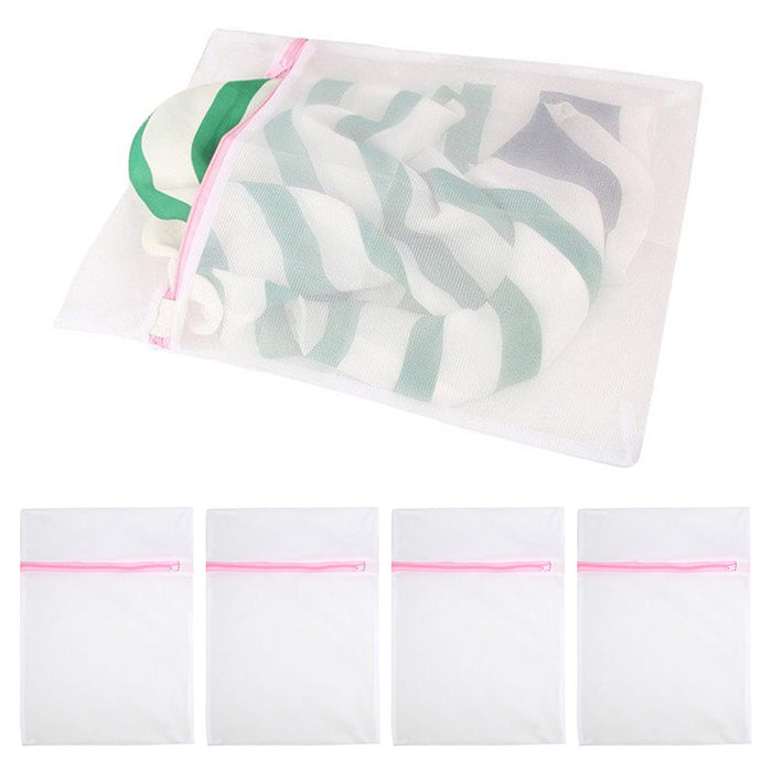 4 X Durable Mesh Laundry Bags Wash Delicates Zippered 11"x15" Lingerie Socks Bra