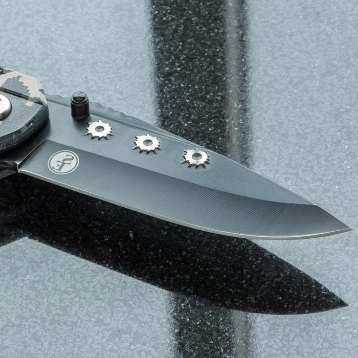 2 Camo Folding Knife Tactic 3.5" Blade Clip Survival Hunting Camping SpringClose