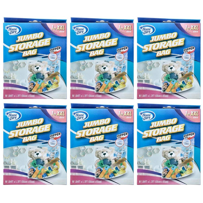 6Ct Jumbo Storage Bags XXL Resealable Zipper Case 22x24 Clothes Blanket Travel
