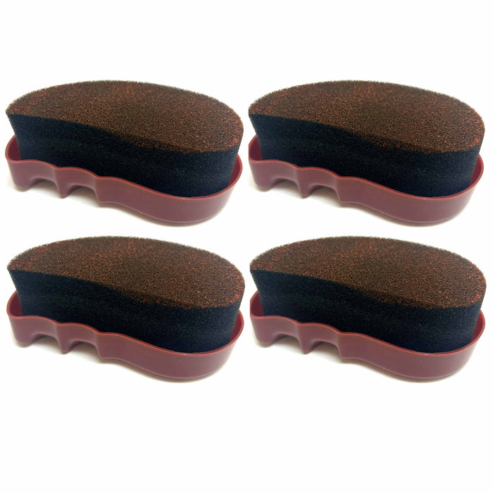 4 Brown Shoe Boot Polish Shine Foam Brush Sponge Instant Color Leather Care Kit