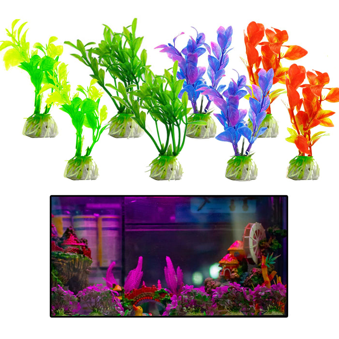 12 Pc Artificial Aquarium Fish Tank Decor Ornament Plastic Plant Decoration