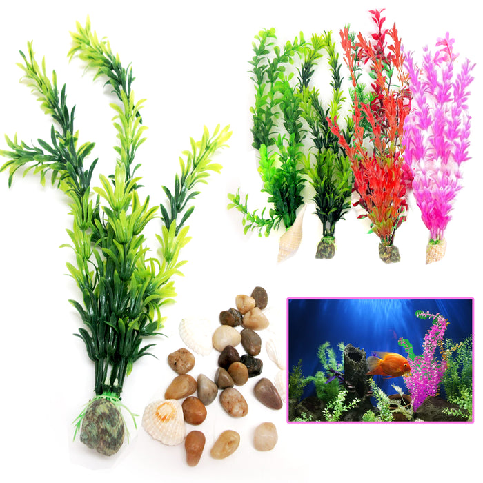 4 Pc Fish Tank Tall Grass Decorations Artificial Aquarium Plant Lush Terrariums