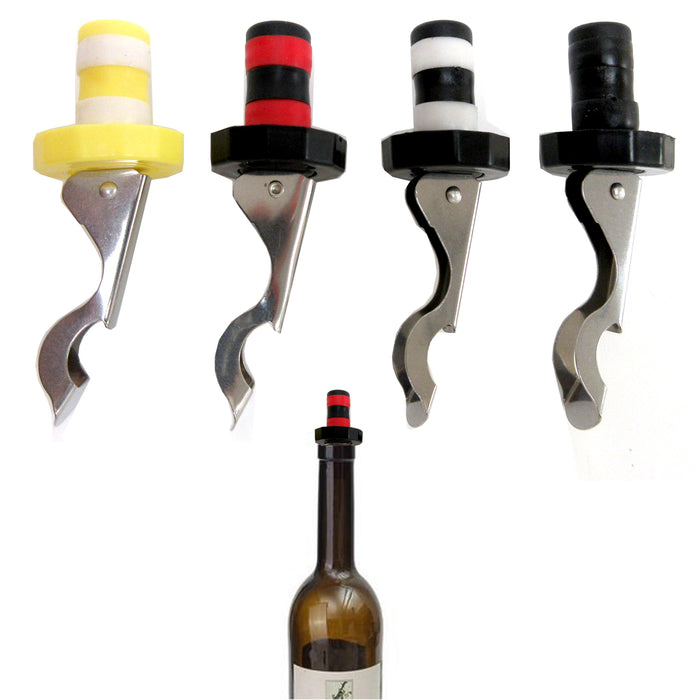 4 Pc Wine Bottle Stoppers Cork Keep Fresh Saver Vacuum Sealer Preserver Airtight