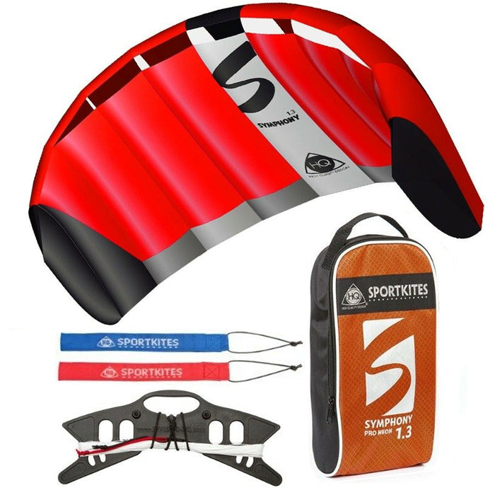 Symphony Pro 1.3 Neon Red Trainer Kite Kiteboarding Power Surf Kitesurf Beginner