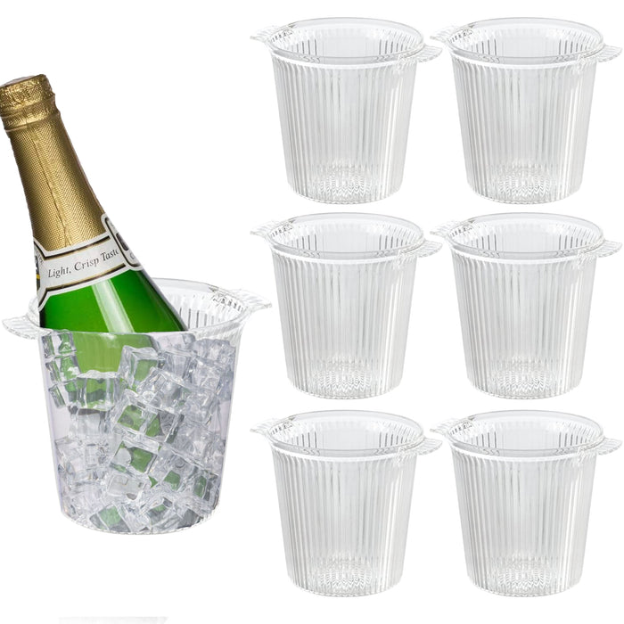 6 Pc Clear Ice Bucket Container Plastic Wine Champagne Chiller Beer Cooler 6.5"