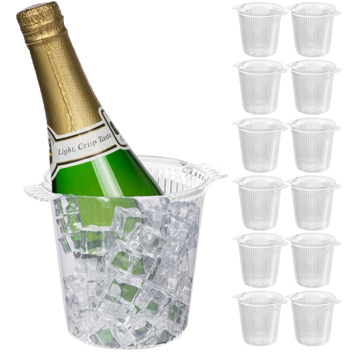 12 Lot Clear Acrylic Ice Bucket Beverage Tub Wine Champagne Chiller Cooler 6.5"