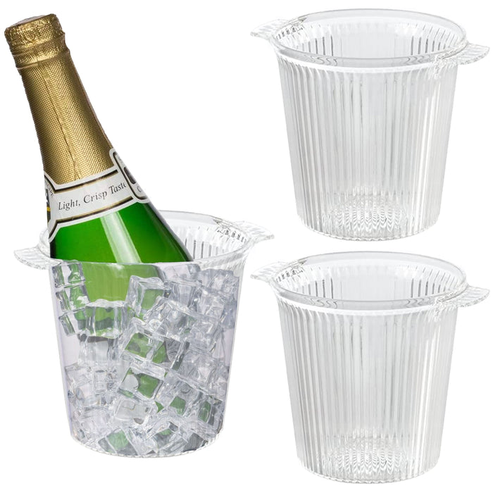 2 Pc Ice Bucket Clear Crystal Acrylic Wine Champagne Beer Cooler Bar Party 6.5"