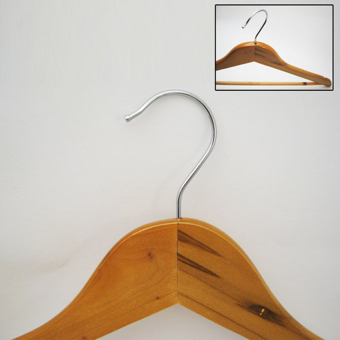 6  Pc Wood Suit Hangers Durable Swivel Chrome Coat Premium Natural Wooden Solid
