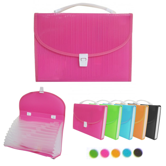 2 Large 13 Pocket Expanding File Folder Paper Organizer Accordion Holder Case