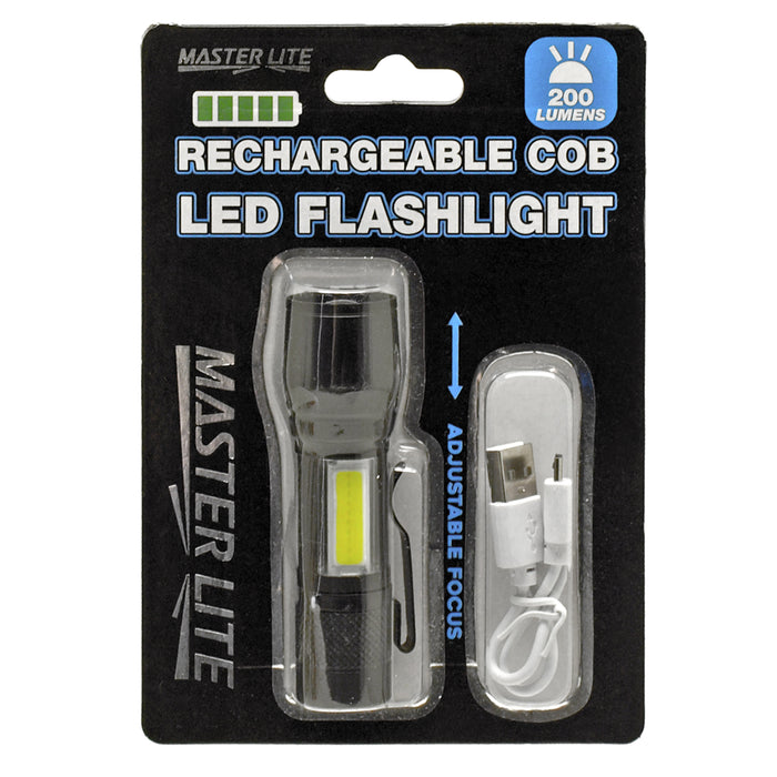 2 Rechargeable Mini Tactical COB LED Flashlight 3 Light Mode Adjustable Focus 4"