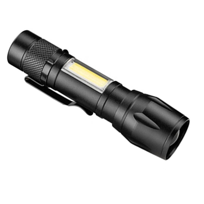 2 Rechargeable Mini Tactical COB LED Flashlight 3 Light Mode Adjustable Focus 4"