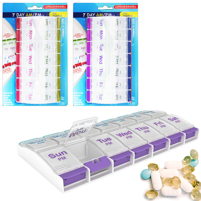 1 X Pop Up Pill Box Storage Organizer 7 Day Medication Compartment Container
