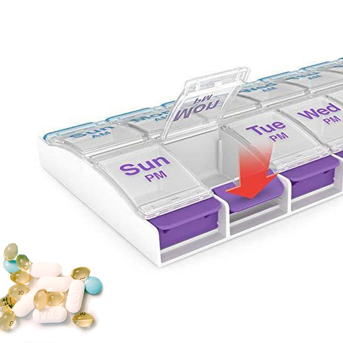 3 Pack Weekly Pill Box Organizer Twice a Day 7 Day AM PM Case Medicine Storage