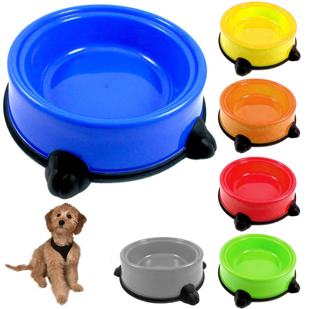 Pet Food Bowl Non Skid Feeding Dish Dog Cat Water Food Feeding Plastic