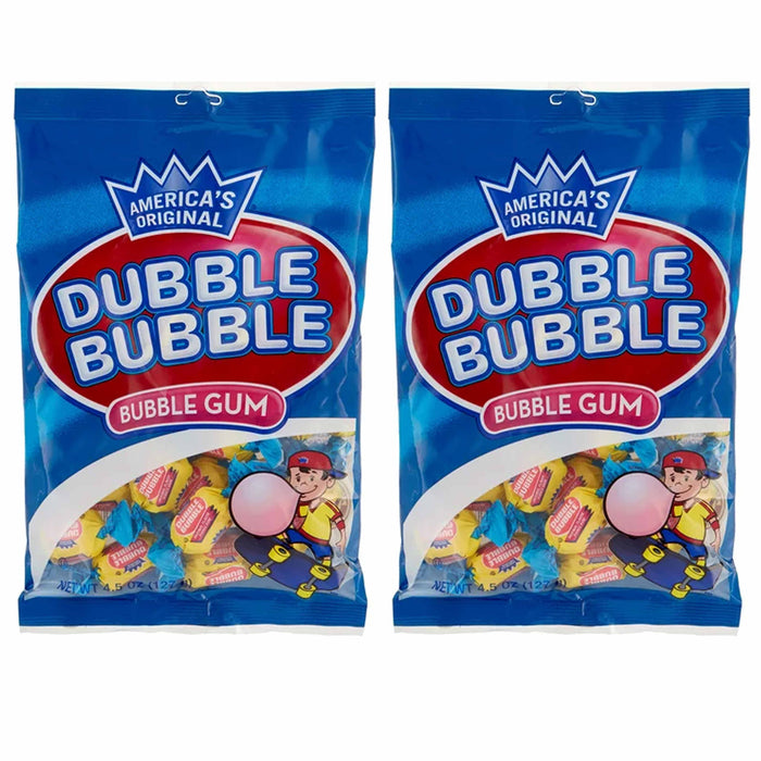 2 Bags Dubble Bubble Original Gum Chewing Candy Individually Wrapped 4.5oz Each
