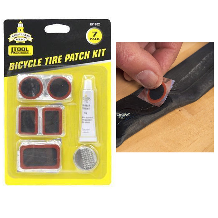 7 Pcs Bicycle Bike Flat Tire Repair Kit Cycling Patch Rubber Glue Set Fix Tool