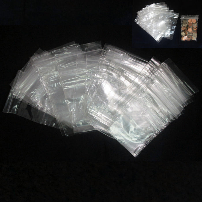 100 W 3" x 4" H Reclosable Clear Plastic Poly Bags Jewelry Bead Baggies