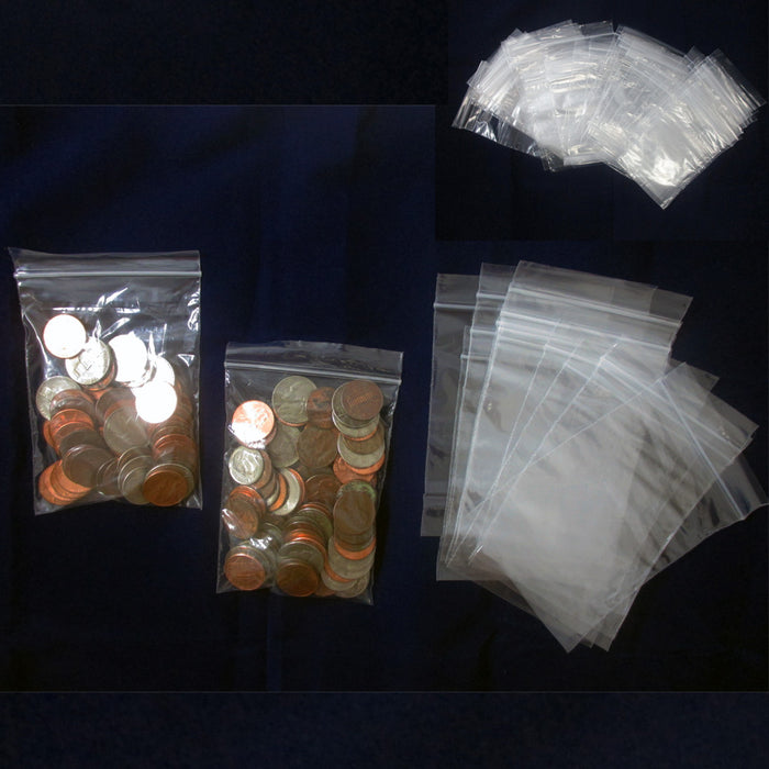 100 W 3" x 4" H Reclosable Clear Plastic Poly Bags Jewelry Bead Baggies