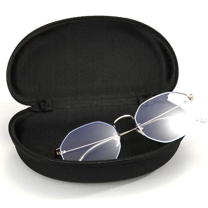 2 Black Zippered Glasses Case Capsule Protective Semi Hard Clam Shell Sunglasses