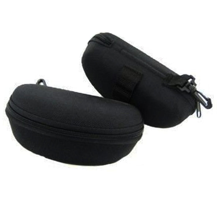 1 Black Zippered Glasses Case Capsule Protective Semi Hard Clam Shell Sunglasses