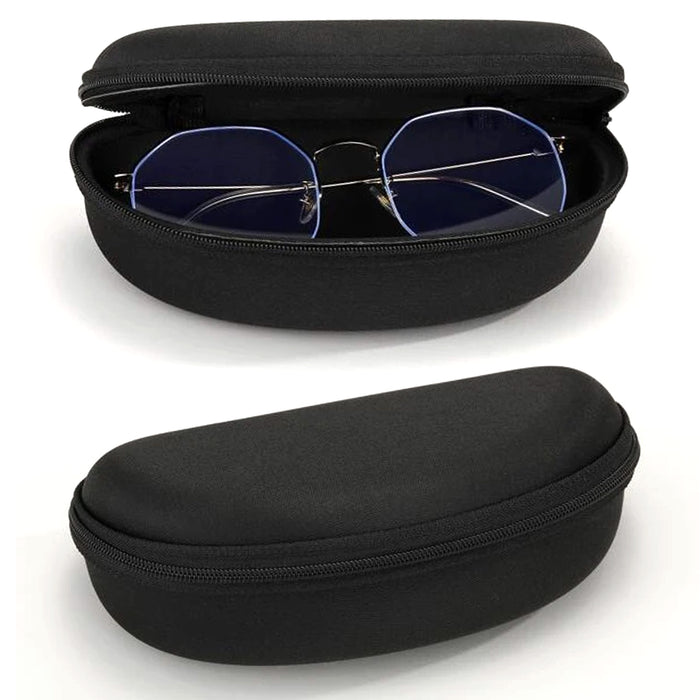 1 Black Zippered Glasses Case Capsule Protective Semi Hard Clam Shell Sunglasses