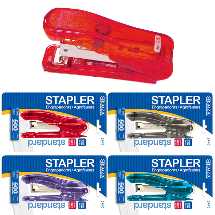 1 BAZIC Stapler 500ct Refill Staples Handheld Paper Office Desktop Standard