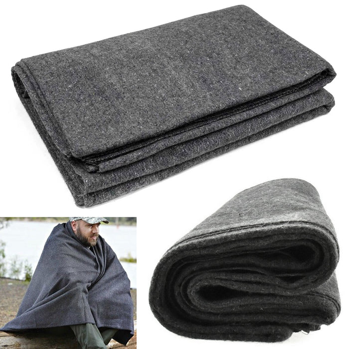 Outdoor Blanket Recycled Cotton Wool Winter Military Camping Survival Large 76"