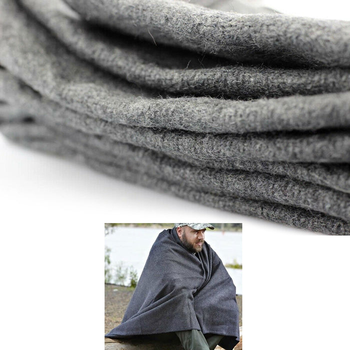 2 Wool Blanket Outdoor Cover Military Camping Survival Warm 54"x84" 2.5lb Large