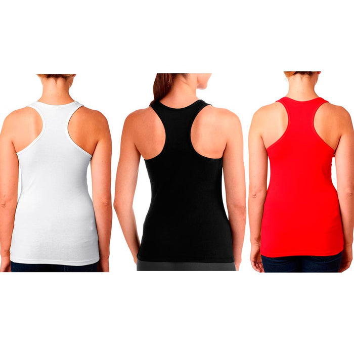 3 Pc Womens Racerback Tank Top Seamless Sleeveless Solid Cami Red Black White