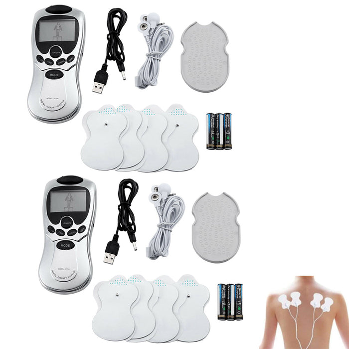 2 Mini Electric Tens Unit Digital Massager Pulse Therapy Machine Kit Pain Relief
