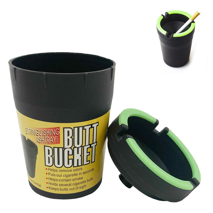2 Pack Glow In The Dark Self Extinguishing Butt Bucket Portable Car Cup Holder