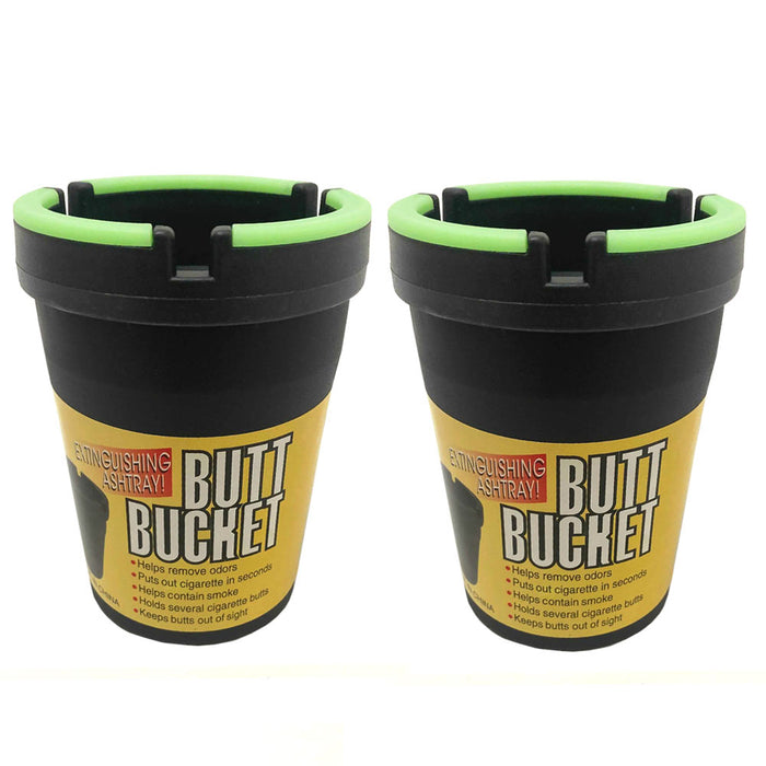 2 Pack Glow In The Dark Self Extinguishing Butt Bucket Portable Car Cup Holder