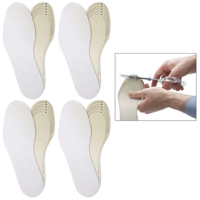 4 Pair Shoe Insoles Insert Pads Comfort Anti Odor Cushion Soles Trim Size Unisex