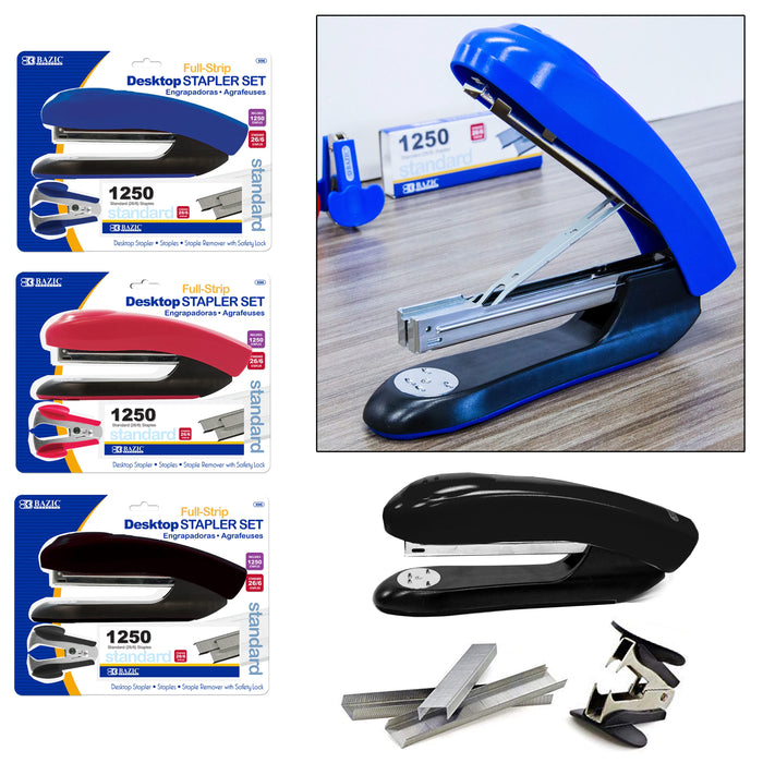 1 BAZIC Stapler Set 1250ct Refill Staples Handheld Paper Office Desktop Standard