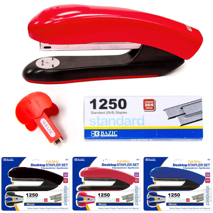 2 Sets BAZIC Stapler 1250ct Refill Staple Handheld Paper Office Desktop Standard