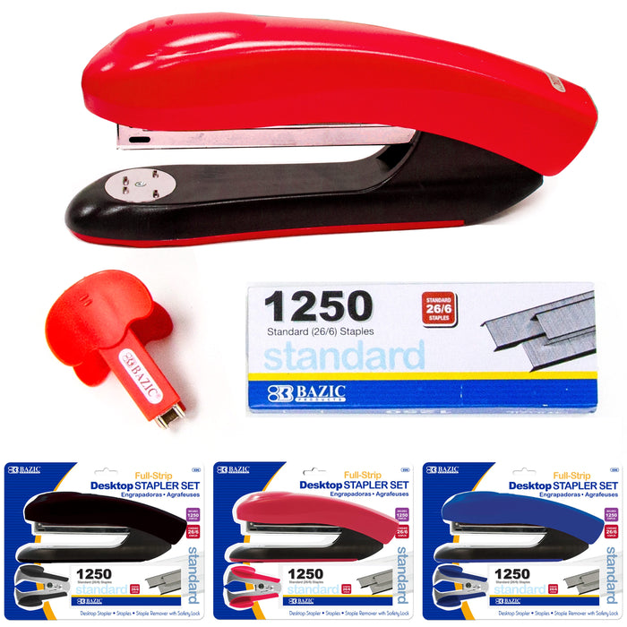 1 BAZIC Stapler Set 1250ct Refill Staples Handheld Paper Office Desktop Standard