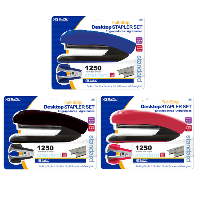 1 BAZIC Stapler Set 1250ct Refill Staples Handheld Paper Office Desktop Standard