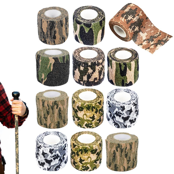 12PC Tactical Camouflage Form Wrap First Aid Cohesive Bandage Tape Rifle Hunting