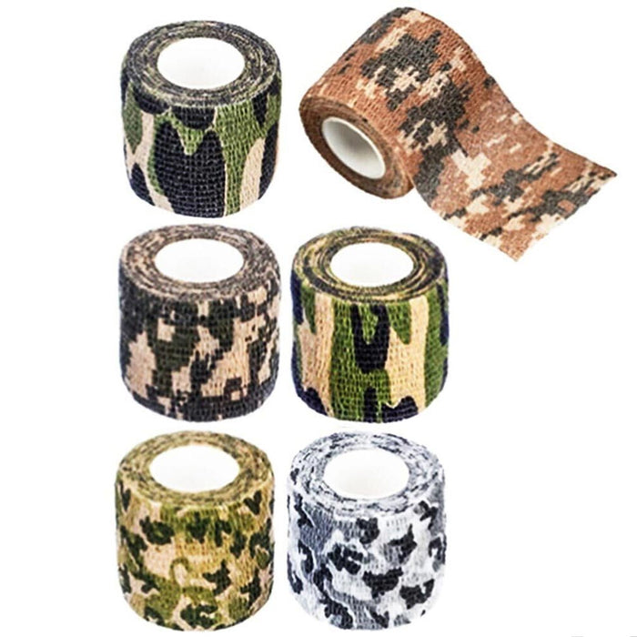 6PC Self Adhesive Tactical Protective Camouflage Bandage Wrap Hunt Gun First Aid