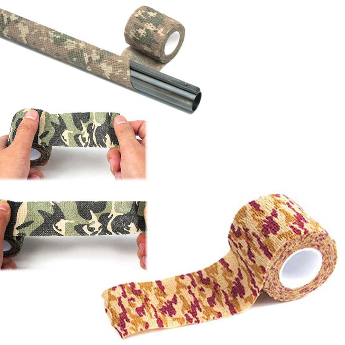 12PC Tactical Camouflage Form Wrap First Aid Cohesive Bandage Tape Rifle Hunting