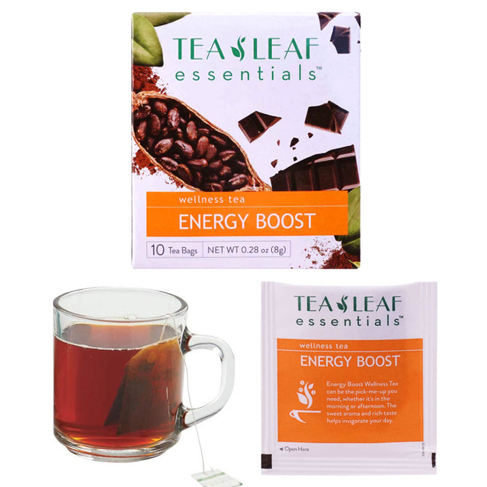 20 Ct Natural Herbal Tea Cacao Husk Energy Boost Leaf Bags Health Wellness Drink