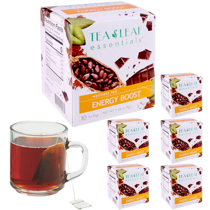 60 Ct Natural Energy Boost Herbal Tea Cacao Husk Leaf Bags Health Drink Wellness