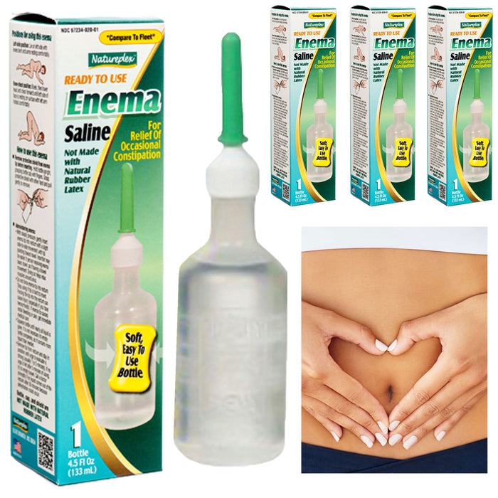 4 Pc Laxative Saline Enema Constipation Relief Stool Softener 4.5 OZ Latex Free