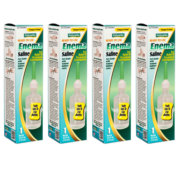 4 Pc Laxative Saline Enema Constipation Relief Stool Softener 4.5 OZ Latex Free
