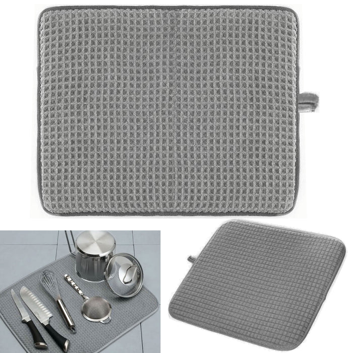 1 Pc 16"X18" Dish Drying Glassware Mat Microfiber Absorbent Extra Thick Cushion