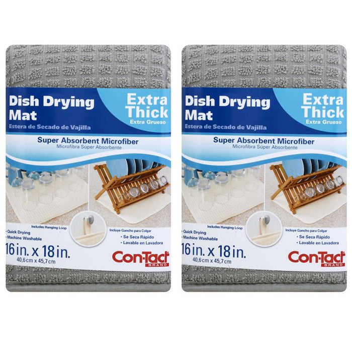 2 Pc Extra Thick Dish Drying Microfiber Mat Glassware Cushion Absorbent 16"X18"