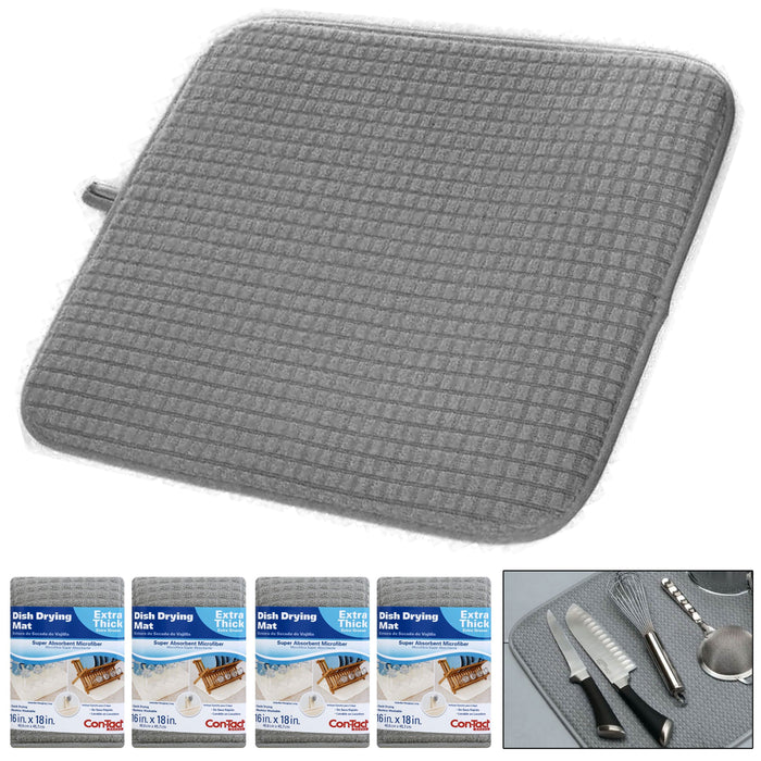 4 Super Absorbent Extra Thick Dish Drying Mat Microfiber Cushion Liner Rack 18"