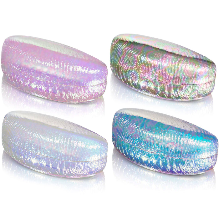 2 Pc Iridescent Sunglasses Hard Case Eye Glasses Case Box Portable Clam Shell