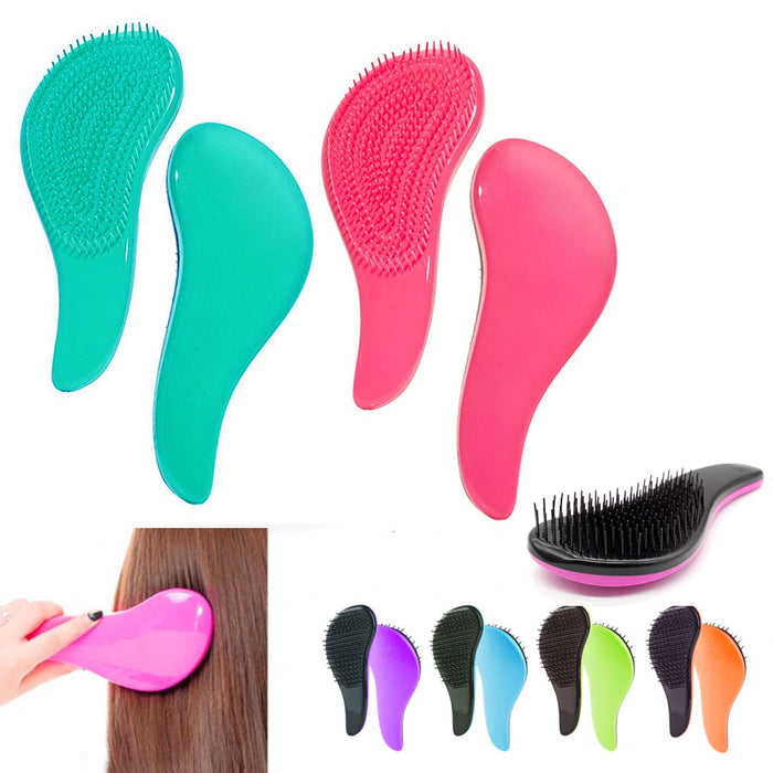 2 Pc Hair Brush Styling Detangle Wet Dry Brushing Comb Bristles Detangling Salon